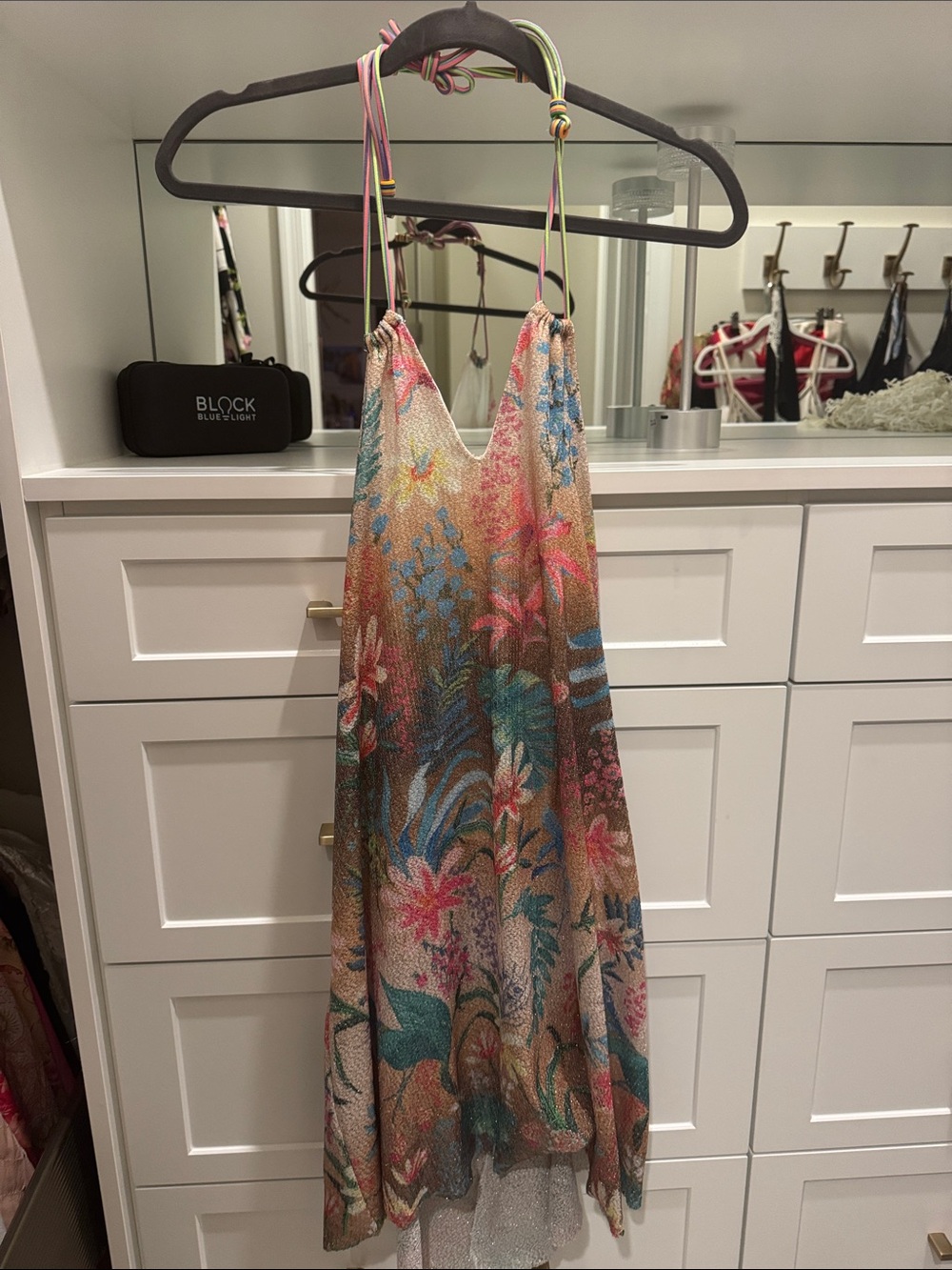 Pin-Up Stars Tropical Sequin Halter Dress